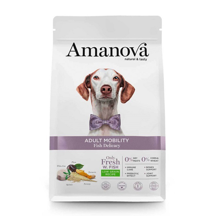 Amanova Adult Mobility Fish Delicacy Low Grain Xira Trofi me Lig Sitira ga Enilikous Skulous me Psaria 2kg 